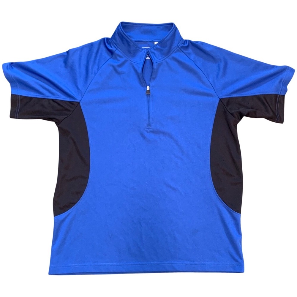 Lee Sport Mens Blue Black Quarter Zip Short Sleeve‎ Athletic Performance Shirt L
